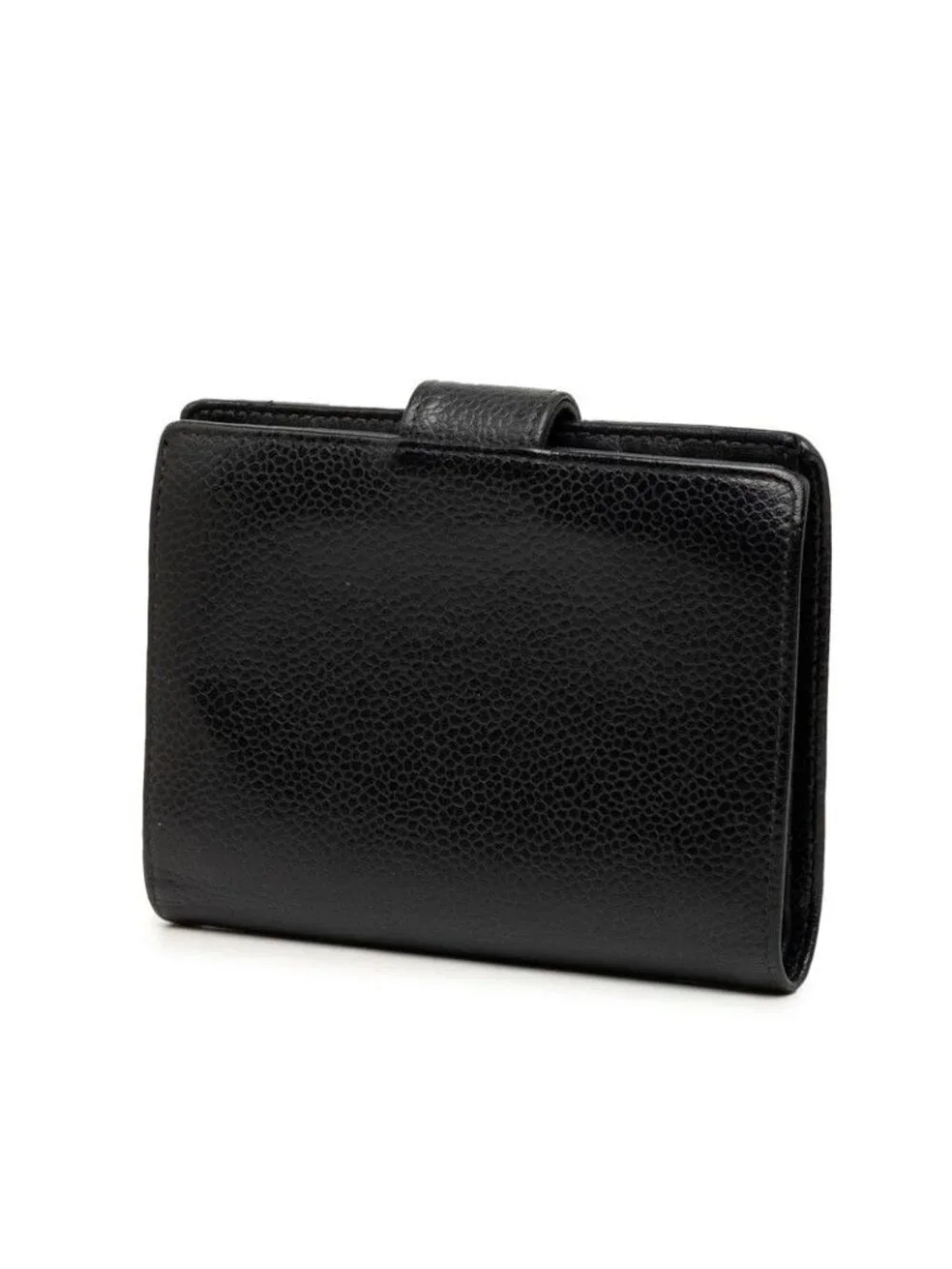 Chanel CC Logo Bifold Wallet Black Caviar Leather